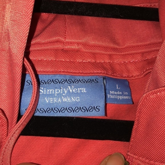Simply Vera Vera Wang size  large coral zip front removable hooded bomber jacket - Picture 3 of 12